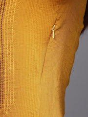 Inddus Mustard Yellow Floral Embroidered Kurta with Palazzos - inddus-us