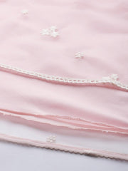 Inddus Pink Embroidered Net Anarkali Kurta With Dupatta - Inddus.com
