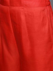 Inddus Red Chanderi Cotton Solid Kurta with Palazzos & Dupatta - Inddus.com