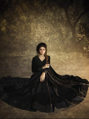 Jennifer Winget Black Georgette Gown Suit - inddus-us