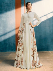 Jennifer Winget Cream Embroidered Dress - inddus-us