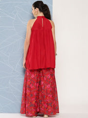 Kurti With Floral Palazzos - Inddus.com