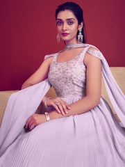 Lavender Georgette Partywear Gown - Inddus.com