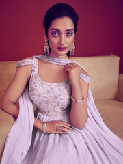 Lavender Georgette Partywear Gown - Inddus.com