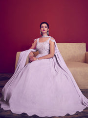 Lavender Georgette Partywear Gown - Inddus.com