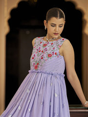 Lavender Georgette Wedding Gown - Inddus.com
