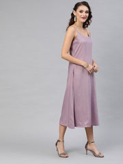 Lavender Net Embroidered Fit & Flared Gown - inddus-us