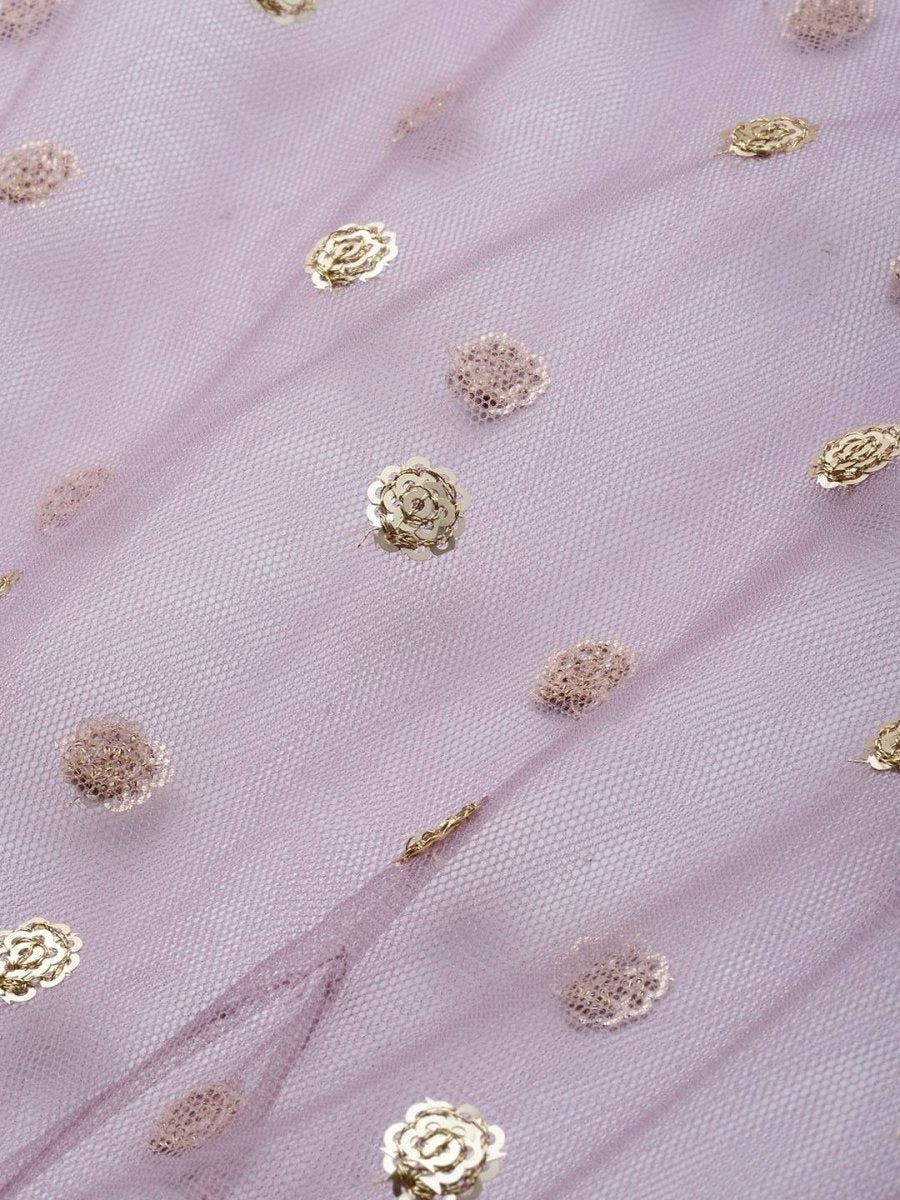 Lavender Net Embroidered Fit & Flared Gown - inddus-us