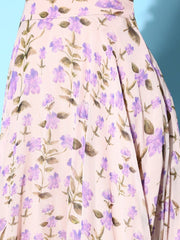 Lavender Semi-Stitched Lehenga & Unstitched Blouse With Dupatta - Inddus.com