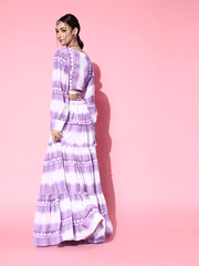 Lavender Tie and Dye Teiered Skirt with Top - Inddus.com