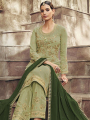 Light Green Georgette Partywear Palazzo Suit - inddus-us