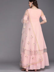 Light Pink Solid Kurta with Dupatta - Inddus.com
