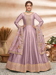 Light Purple Art Silk Festive Wear Anarkali Suit - Inddus.com