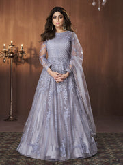 Lilac Net Partywear Gown - Inddus.com