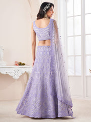Lilac Net Wedding Lehenga Choli - Inddus.com