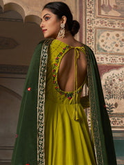 Lime Green Georgette Festive Gown - Inddus.com