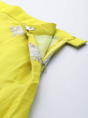 Lime Green & White Embroidered Thread Work Ready to Wear Lehenga & Choli - Inddus.com
