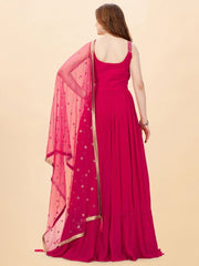 Magenta Georgette Designer Gown - Inddus.com