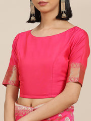 Magenta Pink Jaali Woven Design Traditional Saree - Inddus.com