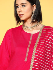magnificent magenta silk blend embroidered kurta set