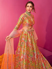 Malaika Arora Multicoloured Embroidered Lehenga Choli - Inddus.com