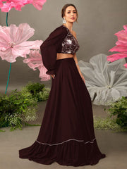 Malaika Arora Style Brown One Shoulder Top & Skirt - Inddus.com