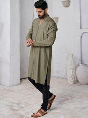 Mandarin Collar Cotton Straight Kurta - Inddus.com