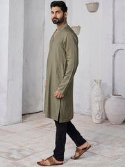 Mandarin Collar Cotton Straight Kurta - Inddus.com