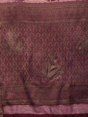 Maroon Cotton Blend Woven Design Party Wear Traditional Saree - inddus-us