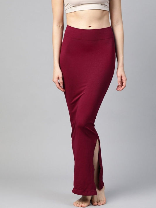 Maroon Knitted Saree Shapewear - inddus-us