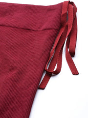 Maroon Knitted Saree Shapewear with Drawstring - inddus-us