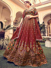 Maroon Silk Designer Lehenga Choli - Inddus.com