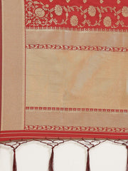Maroon Woven Design Traditional Saree - Inddus.com