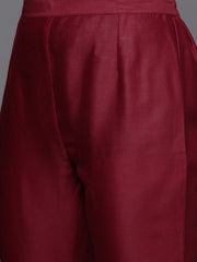 Maroon Woven Design Unstitched Dress Material - Inddus.com