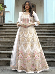 Marvellous Off White Net Wedding Gown - Inddus.com