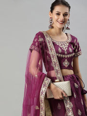 Mauve Embroidered Party Wear Lehenga Choli - inddus-us