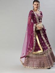 Mauve Embroidered Party Wear Lehenga Choli - inddus-us