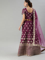 Mauve Embroidered Party Wear Lehenga Choli - inddus-us