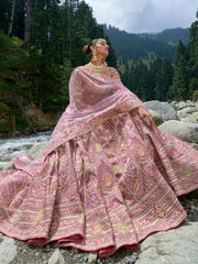 Mauve Silk Embroidered Lehenga Choli - Inddus.com