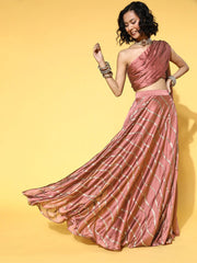 Mauve Solid Top with Embellished Skirt Co-ords Set - Inddus.com