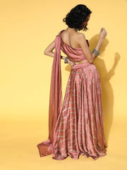 Mauve Solid Top with Embellished Skirt Co-ords Set - Inddus.com