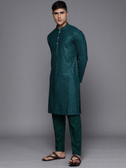 Men Ethnic Motifs Embroidered Regular Sequinned Kurta With Trousers - Inddus.com