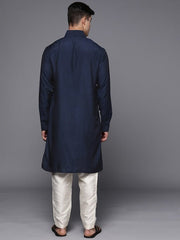 Men Solid Straight Indigo Kurta - Inddus.com
