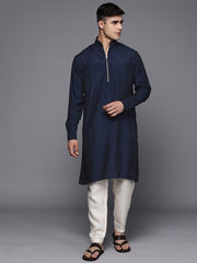 Men Solid Straight Indigo Kurta - Inddus.com