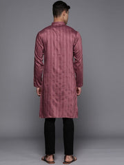 Men Striped Jacquard Silk Kurta - Inddus.com