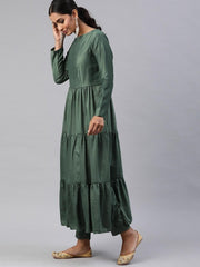 Metalic Silk Blend Solid Kurta Pant Dupatta Set - Inddus.com