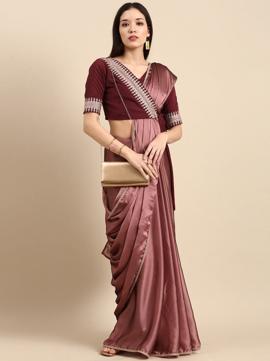 Metallic Pink Saree - Inddus.com