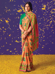 Multicolor Brasso Embroidered Saree - Inddus.com