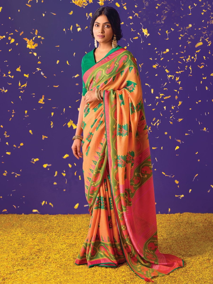 Multicolor Brasso Embroidered Saree - Inddus.com