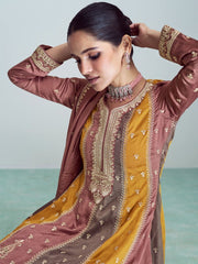 Multicolor Silk Festive-Wear Anarkali-Suit - Inddus.com